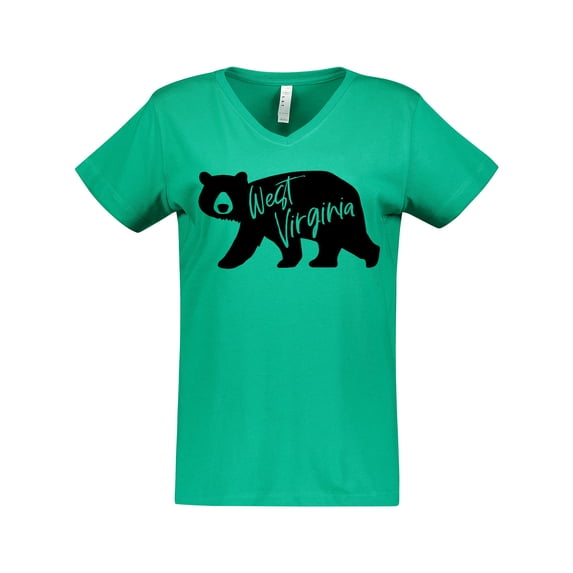 Inktastic West Virginia Black Bear Silhouette Women's V-Neck T-Shirt