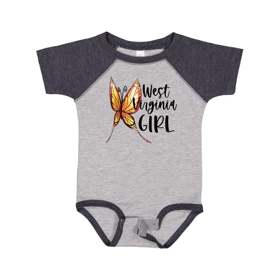 Inktastic West Virginia Girl- Butterfly Girls Baby Bodysuit
