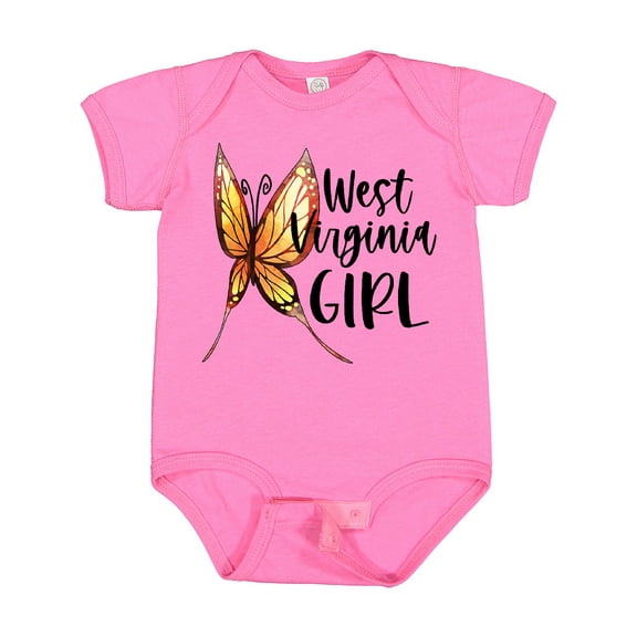 Inktastic West Virginia Girl- Butterfly Girls Baby Bodysuit