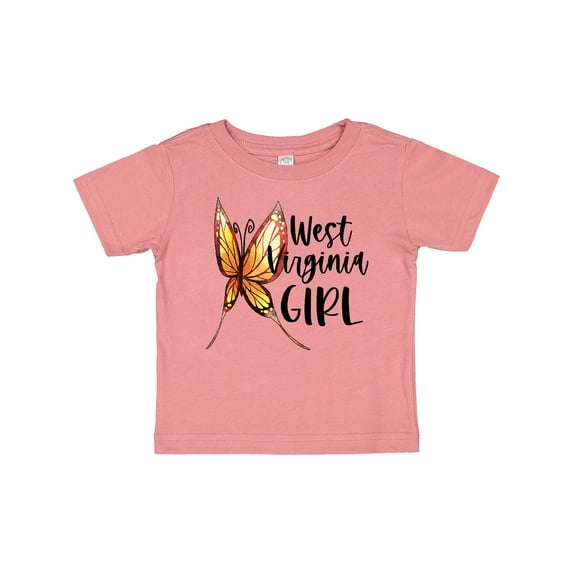 Inktastic West Virginia Girl- Butterfly Girls Baby T-Shirt
