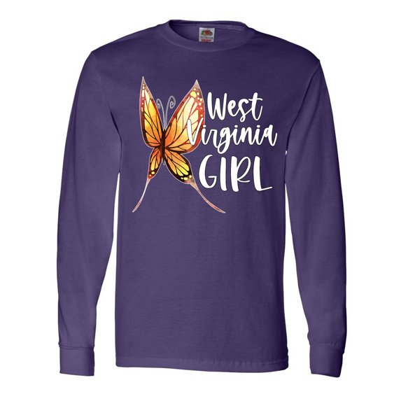 Inktastic West Virginia Girl- Butterfly Long Sleeve T-Shirt
