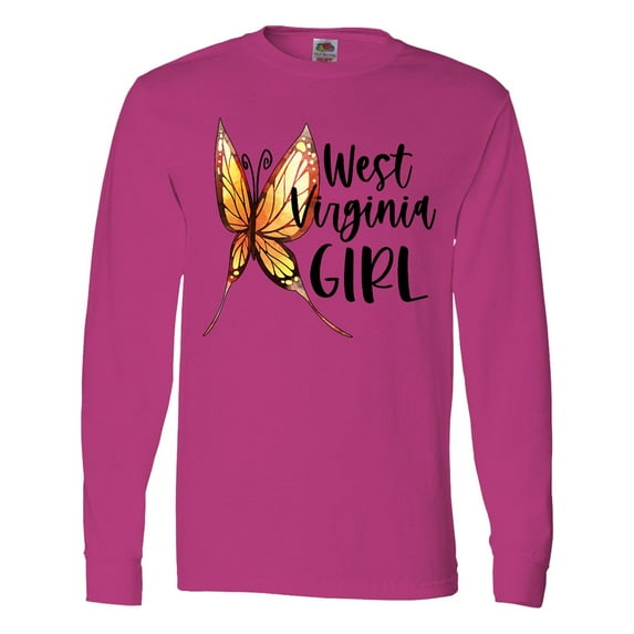 Inktastic West Virginia Girl- Butterfly Long Sleeve T-Shirt