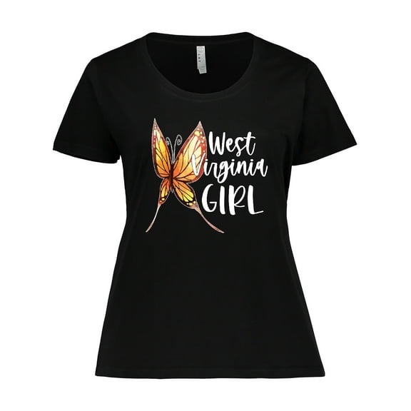 Inktastic West Virginia Girl- Butterfly Women's Plus Size T-Shirt