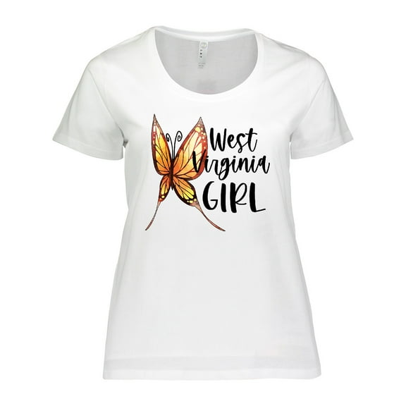 Inktastic West Virginia Girl- Butterfly Women's Plus Size T-Shirt