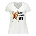 thumbnail image 1 of Inktastic West Virginia Girl- Butterfly Women's Plus Size V-Neck T-Shirt, 1 of 5