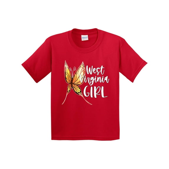 Inktastic West Virginia Girl Butterfly Youth T-Shirt