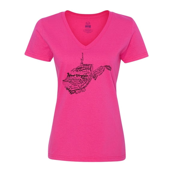 Inktastic West Virginia State word salad Women's V-Neck T-Shirt