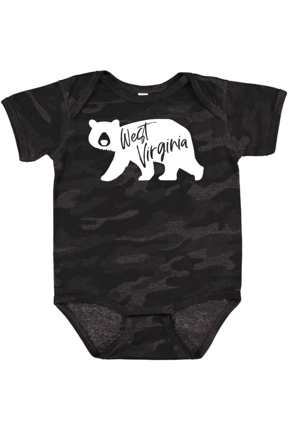 West Virginia White Bear Silhouette Boys or Girls Baby Bodysuit