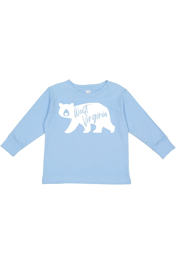 West Virginia White Bear Silhouette Boys or Girls Long Sleeve Toddler T-Shirt