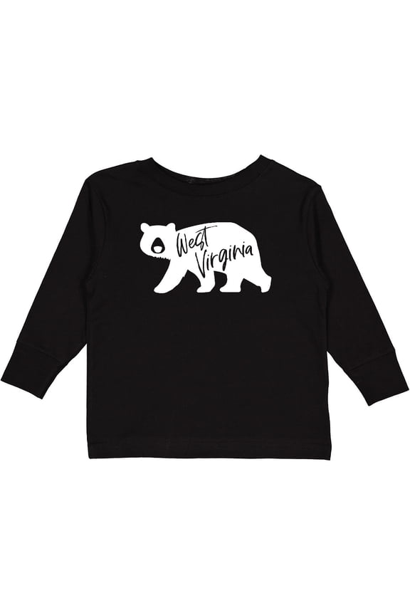 West Virginia White Bear Silhouette Boys or Girls Long Sleeve Toddler T-Shirt