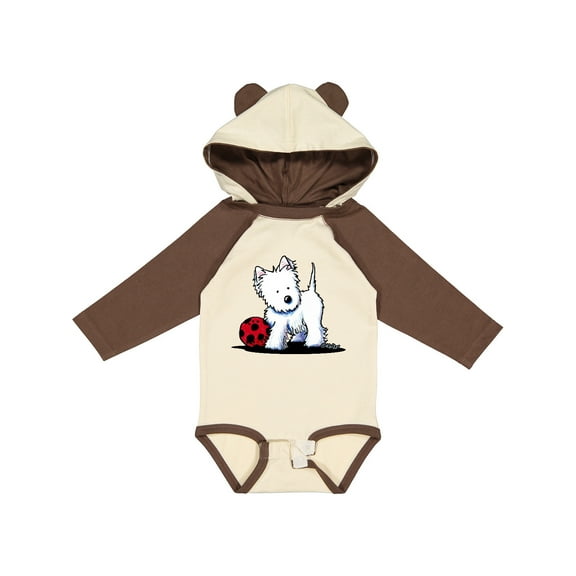 Inktastic Westie with Ball Boys or Girls Long Sleeve Baby Bodysuit