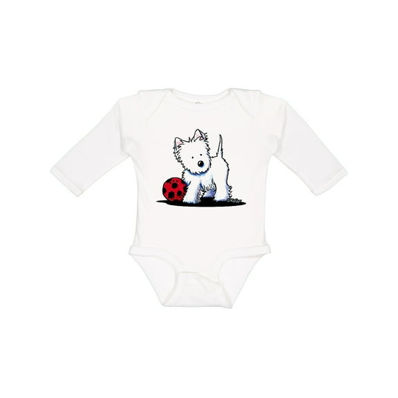 Inktastic Westie with Ball Boys or Girls Long Sleeve Baby Bodysuit