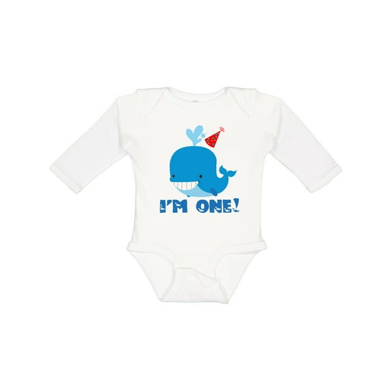 Inktastic Whale 1st Birthday Boys or Girls Long Sleeve Baby Bodysuit