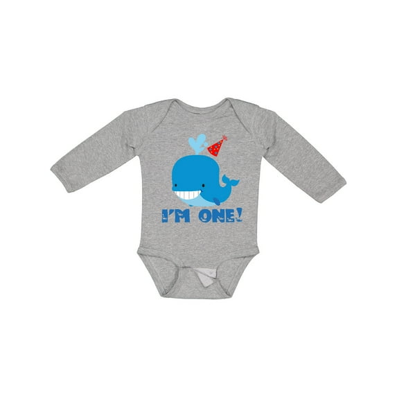 Inktastic Whale 1st Birthday Boys or Girls Long Sleeve Baby Bodysuit