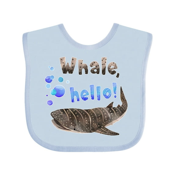 Inktastic Whale, Hello Cute Whale Shark with Bubbles Boys or Girls Baby Bib