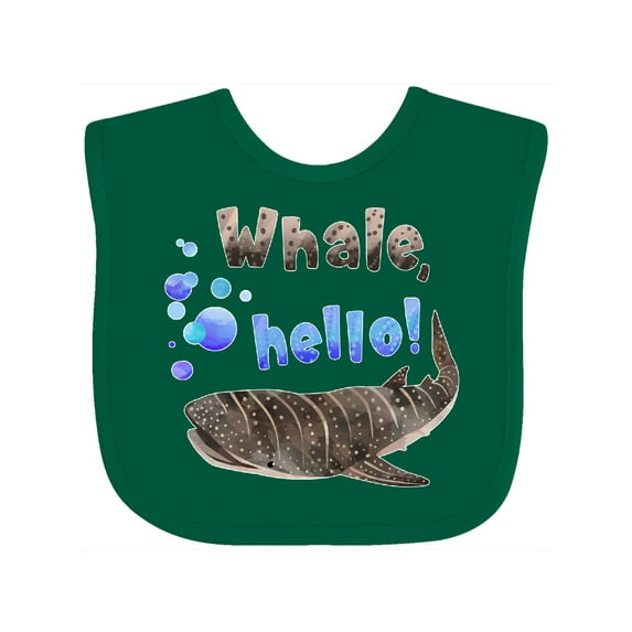 Inktastic Whale, Hello Cute Whale Shark with Bubbles Boys or Girls Baby Bib