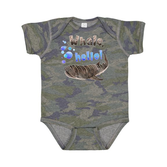 Inktastic Whale, Hello Cute Whale Shark with Bubbles Boys or Girls Baby Bodysuit