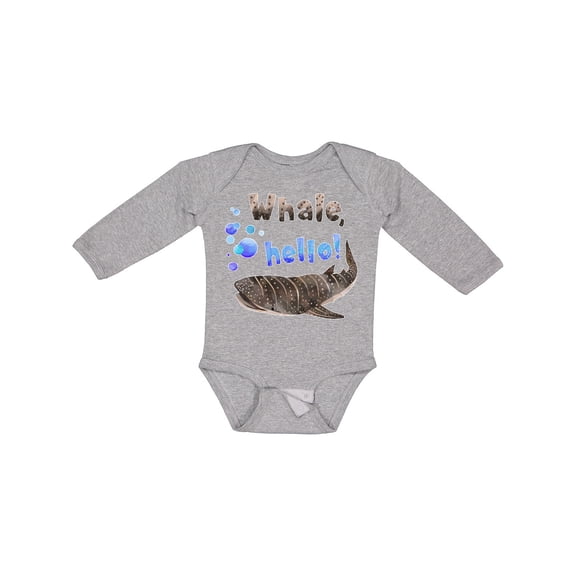 Inktastic Whale, Hello Cute Whale Shark with Bubbles Boys or Girls Long Sleeve Baby Bodysuit
