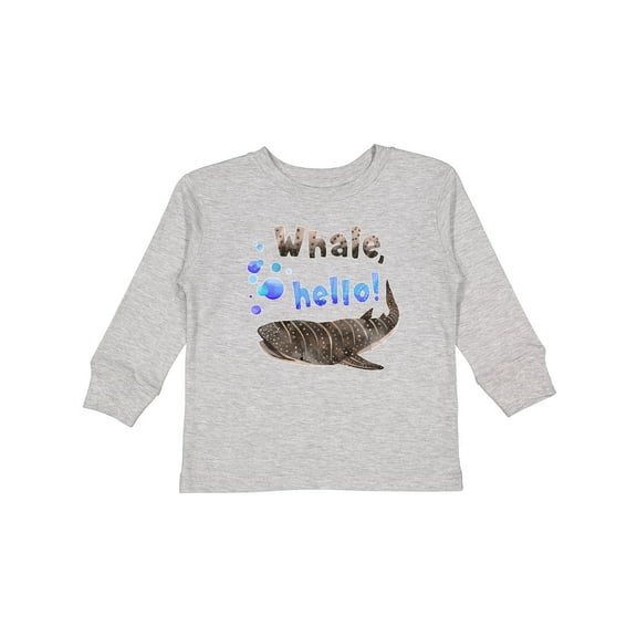 Inktastic Whale, Hello Cute Whale Shark with Bubbles Boys or Girls Long Sleeve Toddler T-Shirt