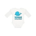 thumbnail image 1 of Inktastic Whale, Hello There Boys or Girls Long Sleeve Baby Bodysuit, 1 of 5