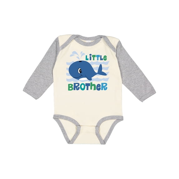 Inktastic Whale Little Brother Boys Long Sleeve Baby Bodysuit