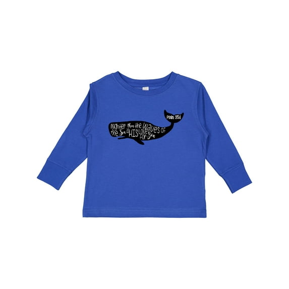 Inktastic Whale Psalms 93:4 Boys or Girls Long Sleeve Toddler T-Shirt
