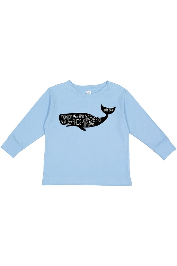 Whale Psalms 93:4 Boys or Girls Long Sleeve Toddler T-Shirt