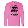 thumbnail image 1 of Inktastic What Happens at Camp Stays at Camp with Tent and Woods Long Sleeve T-Shirt, 1 of 5