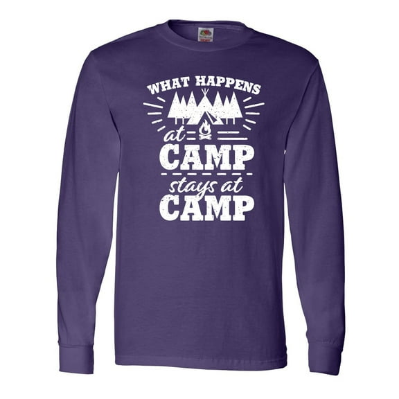Inktastic What Happens at Camp Stays at Camp with Tent and Woods Long Sleeve T-Shirt