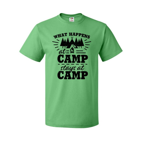 Inktastic What Happens at Camp Stays at Camp with Tent and Woods T-Shirt
