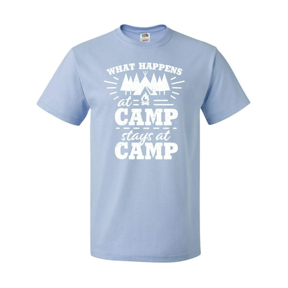 Inktastic What Happens at Camp Stays at Camp with Tent and Woods T-Shirt