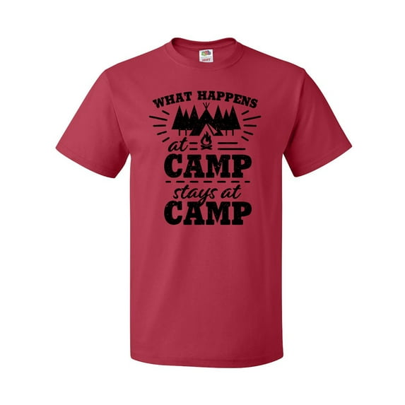 Inktastic What Happens at Camp Stays at Camp with Tent and Woods T-Shirt