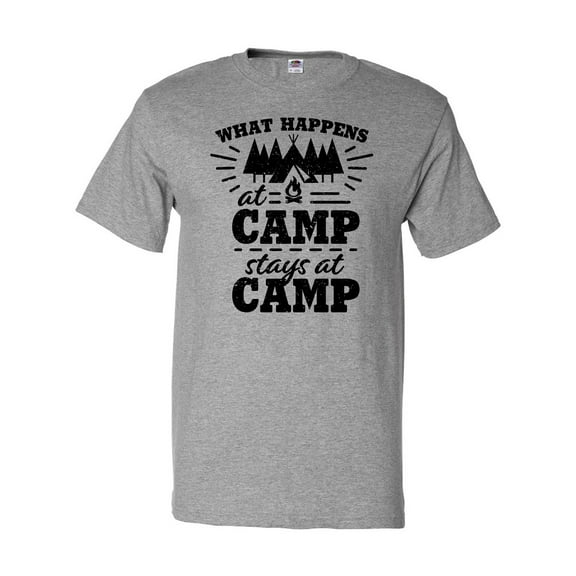 Inktastic What Happens at Camp Stays at Camp with Tent and Woods T-Shirt