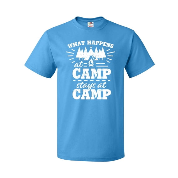 Inktastic What Happens at Camp Stays at Camp with Tent and Woods T-Shirt