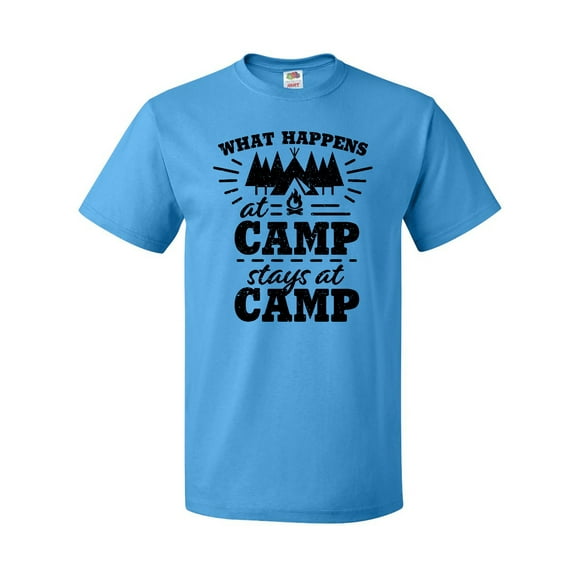 Inktastic What Happens at Camp Stays at Camp with Tent and Woods T-Shirt