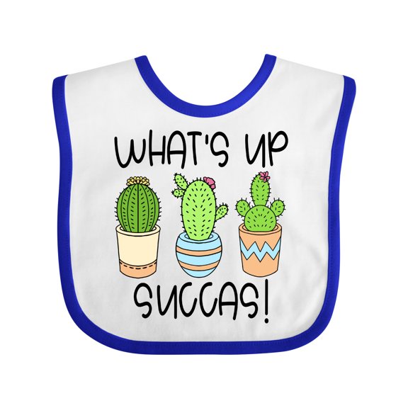 Inktastic What's Up Succas Funny Cacti Plants Boys or Girls Baby Bib