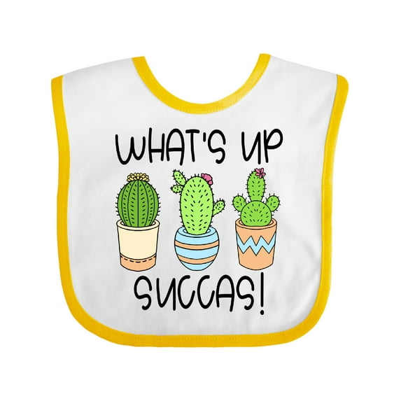 Inktastic What's Up Succas Funny Cacti Plants Boys or Girls Baby Bib