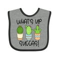 thumbnail image 1 of Inktastic What's Up Succas Funny Cacti Plants Boys or Girls Baby Bib, 1 of 4