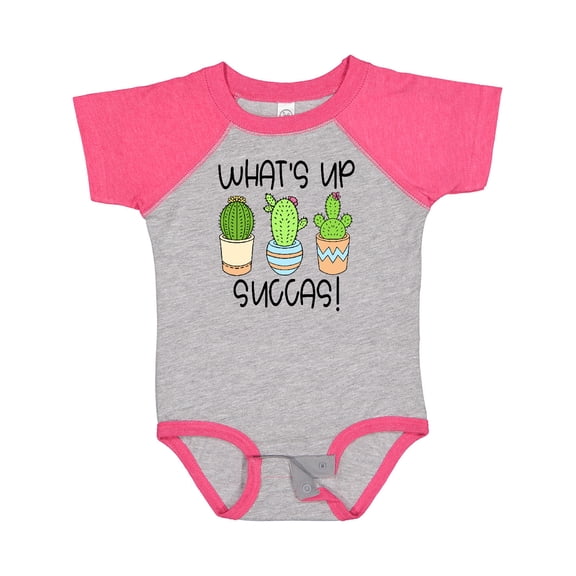 Inktastic What's Up Succas Funny Cacti Plants Boys or Girls Baby Bodysuit