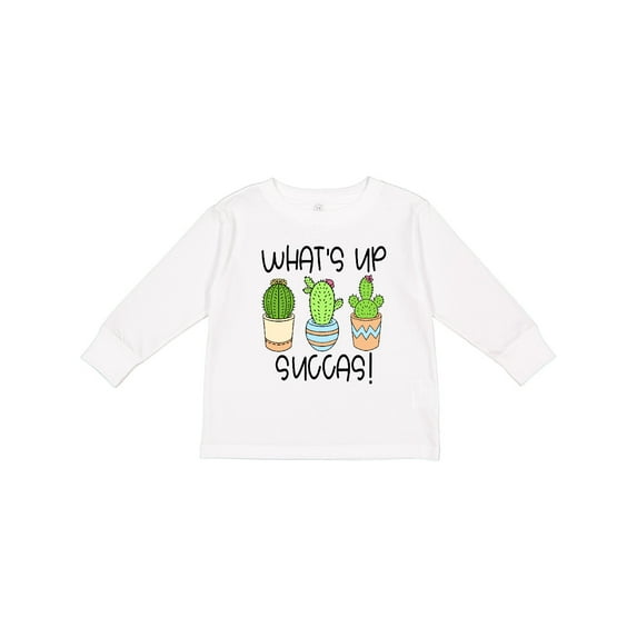 Inktastic What's Up Succas Funny Cacti Plants Boys or Girls Long Sleeve Toddler T-Shirt