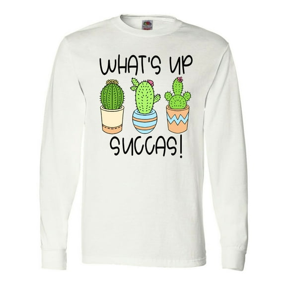 Inktastic What's Up Succas Funny Cacti Plants Long Sleeve T-Shirt