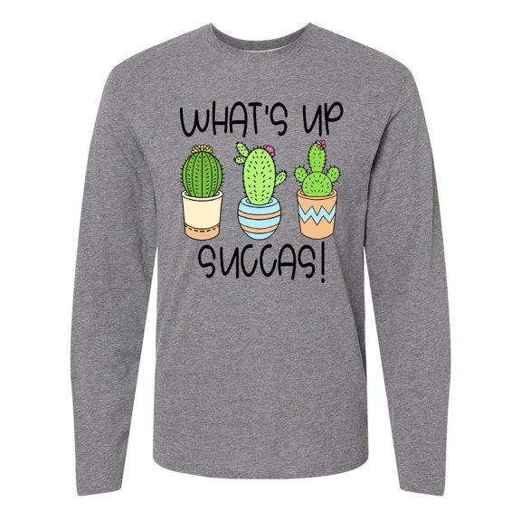 Inktastic What's Up Succas Funny Cacti Plants Long Sleeve T-Shirt