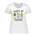 thumbnail image 1 of Inktastic What's Up Succas Funny Cacti Plants Women's Plus Size T-Shirt, 1 of 5
