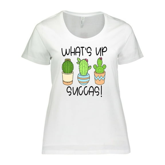 Inktastic What's Up Succas Funny Cacti Plants Women's Plus Size T-Shirt
