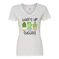 thumbnail image 1 of Inktastic What's Up Succas Funny Cacti Plants Women's V-Neck T-Shirt, 1 of 5