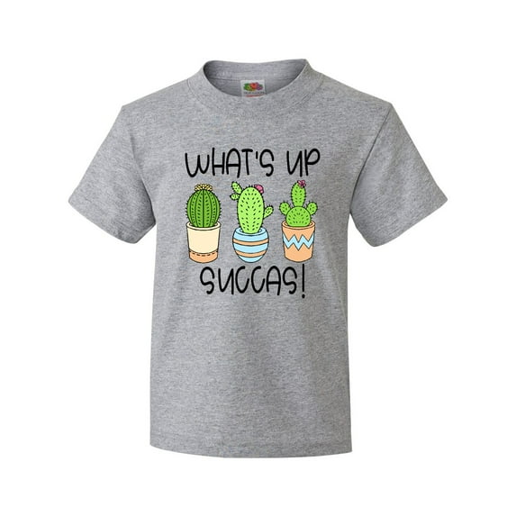 Inktastic What's Up Succas Funny Cacti Plants Youth T-Shirt