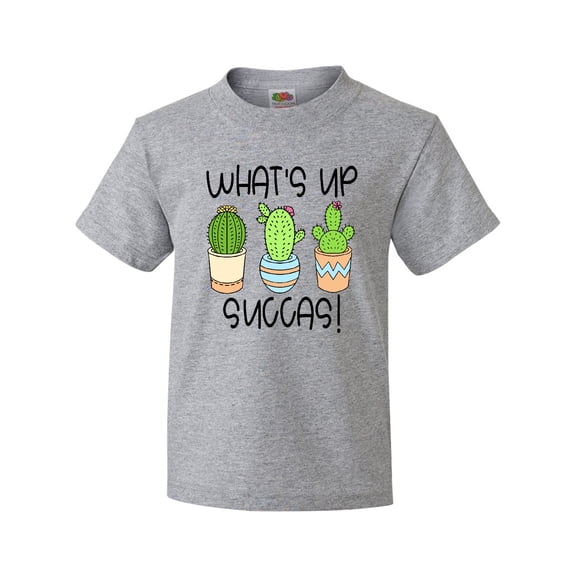 Inktastic What's Up Succas Funny Cacti Plants Youth T-Shirt