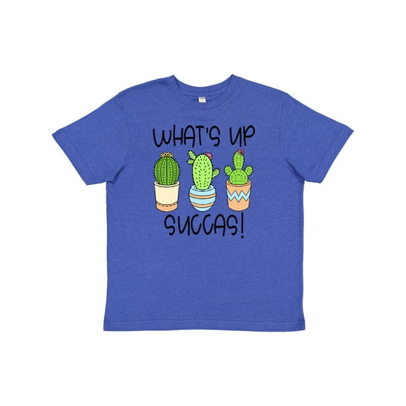 Inktastic What's Up Succas Funny Cacti Plants Youth T-Shirt