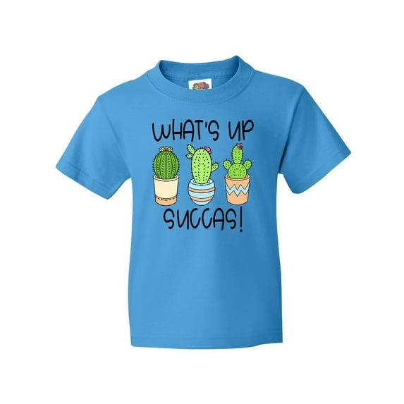 Inktastic What's Up Succas Funny Cacti Plants Youth T-Shirt