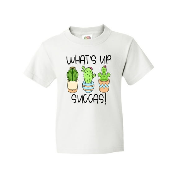 Inktastic What's Up Succas Funny Cacti Plants Youth T-Shirt
